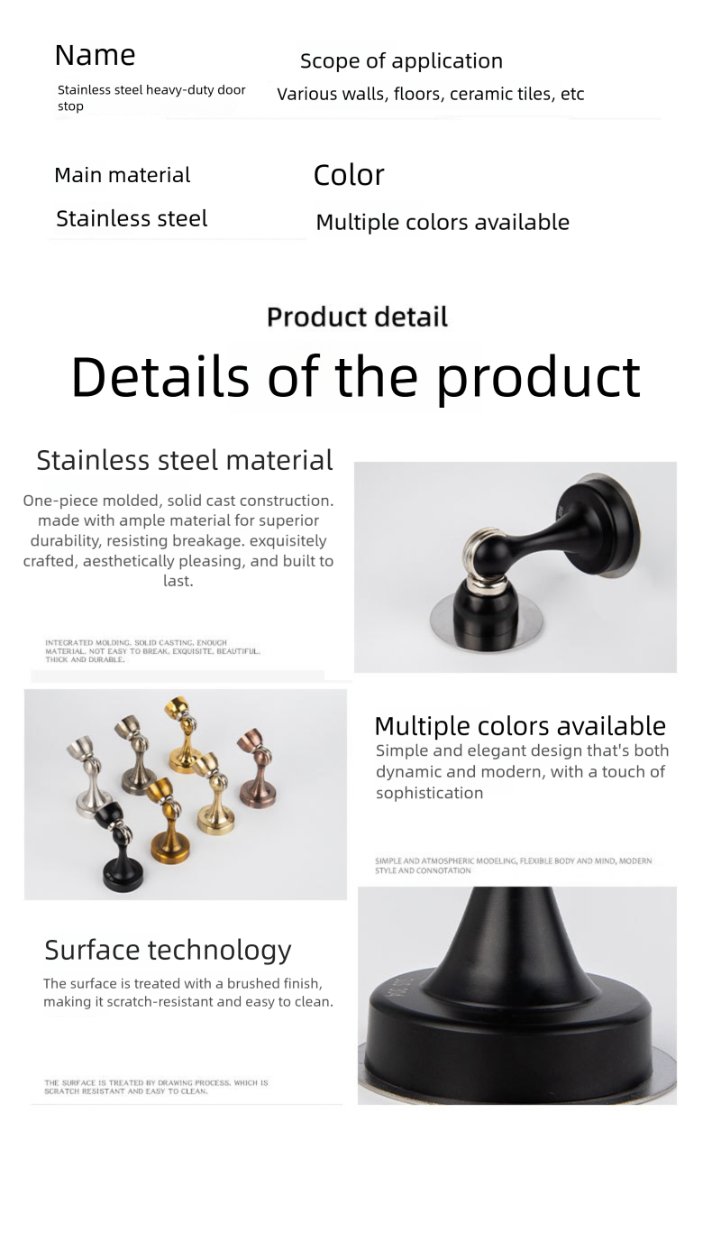 Magnetisk dørstopper i 304 rustfrit stål med kollisionsbeskyttelse_voghion.com