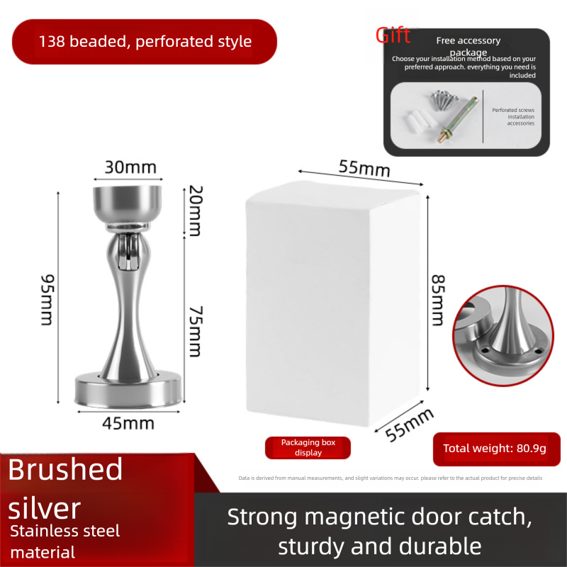304 Stainless Steel Magnetic Door Stopper, Anti-Collision Door Holder, Drill-Free & Drill Dual-Use Door Stop_voghion.com