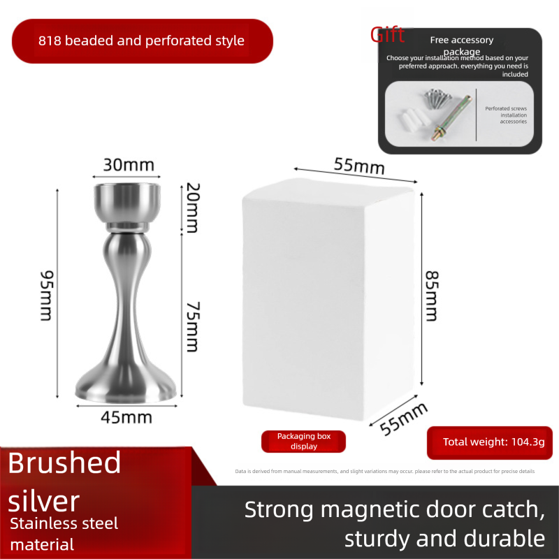 304 Stainless Steel Magnetic Door Stopper, Anti-Collision Door Holder, Drill-Free & Drill Dual-Use Door Stop_voghion.com
