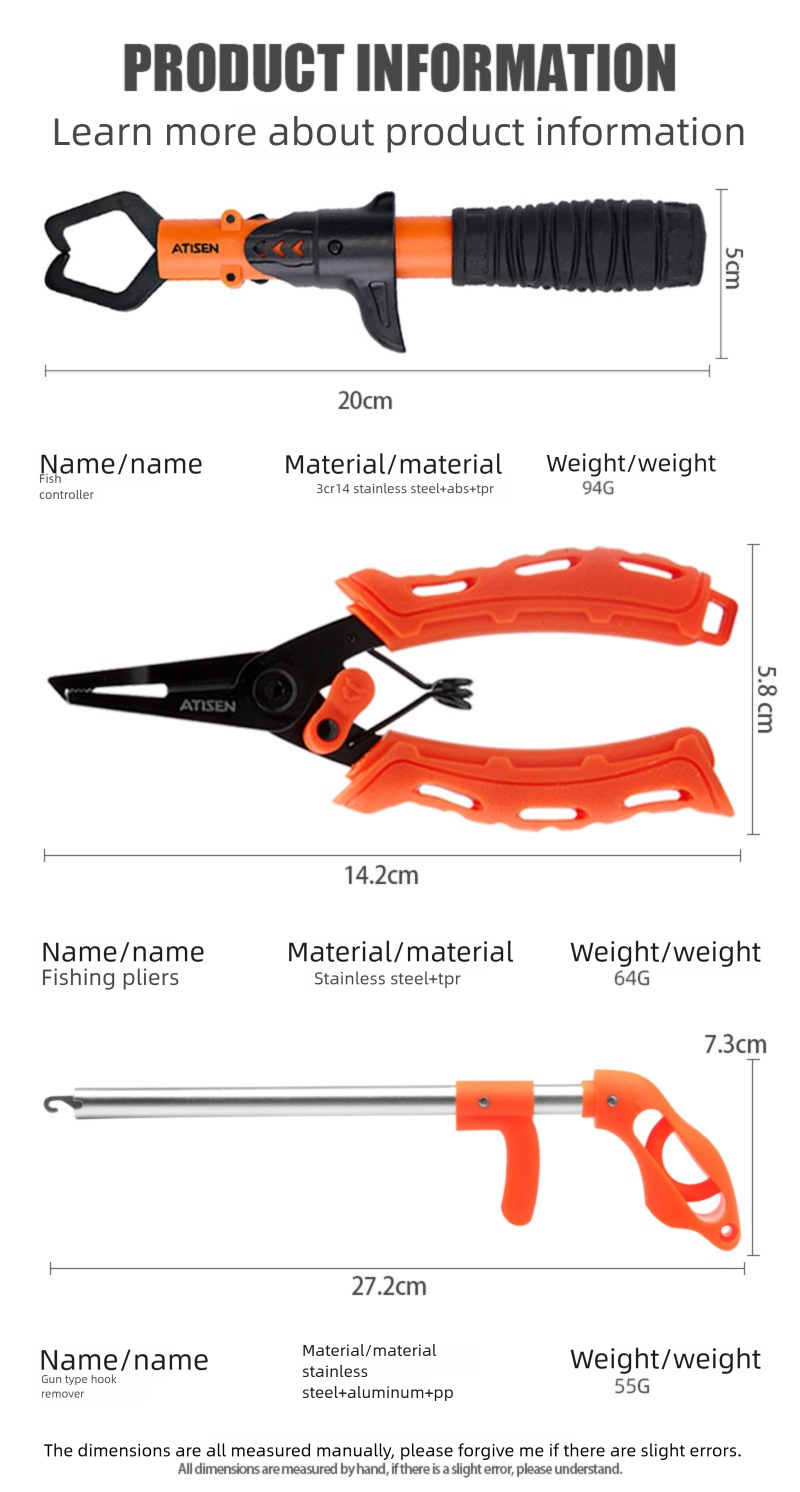 Kit d'outils de pêche 3 pièces avec pince et décrocheur_voghion.com