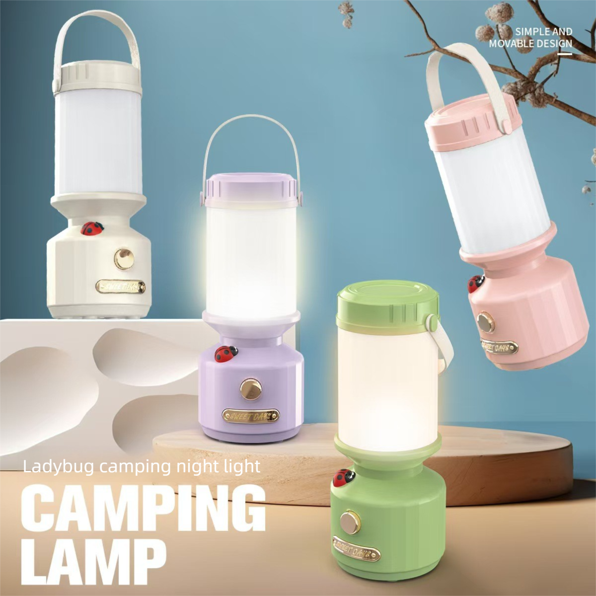 Ladybug-Shaped Outdoor Camping Light, Creative LED Night Light For Camping & Emergency, Portable Rechargeable Sleep Lamp_voghion.com