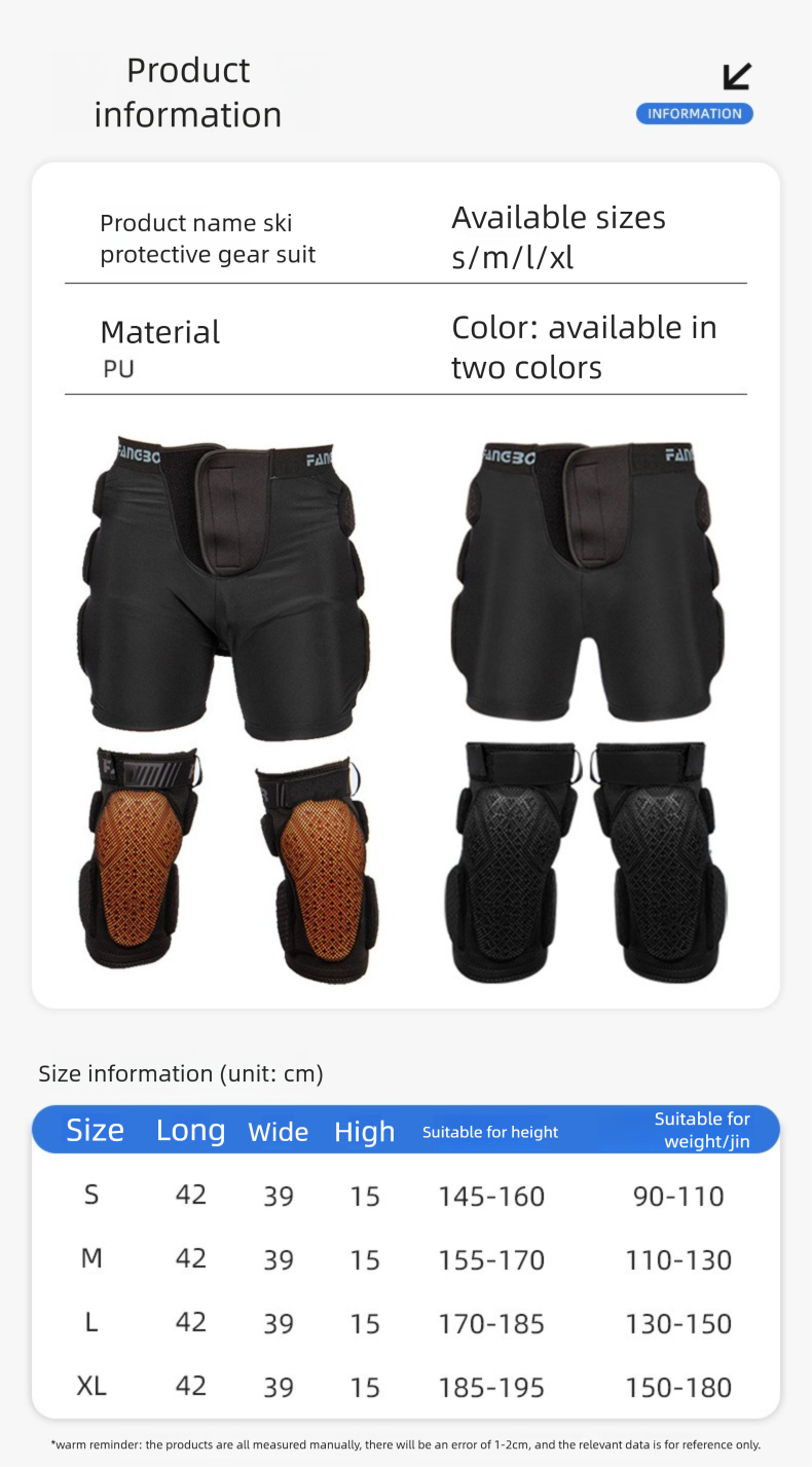Ski Protective Gear Set - Hip, Knee & Elbow Pads For Men & Women, Impact-Resistant Pants For Skiing & Ice Skating_voghion.com