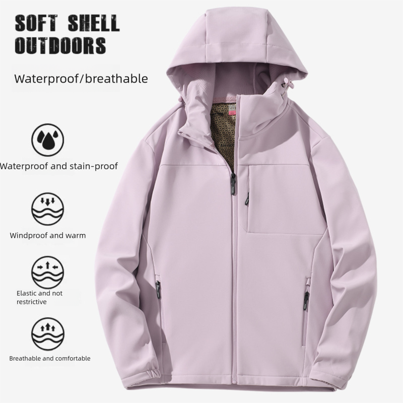 Graphene Fleece Softshell Jacket - Custom Embroidery & Logo Print, Windproof & Abrasion-Resistant Outdoor Hiking Coat For Men & Women_voghion.com