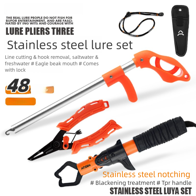 Juego de 3 aparejos de pesca para exteriores, alicates multifuncionales, pinza para peces y extractor de anzuelos de aleación de aluminio._voghion.com