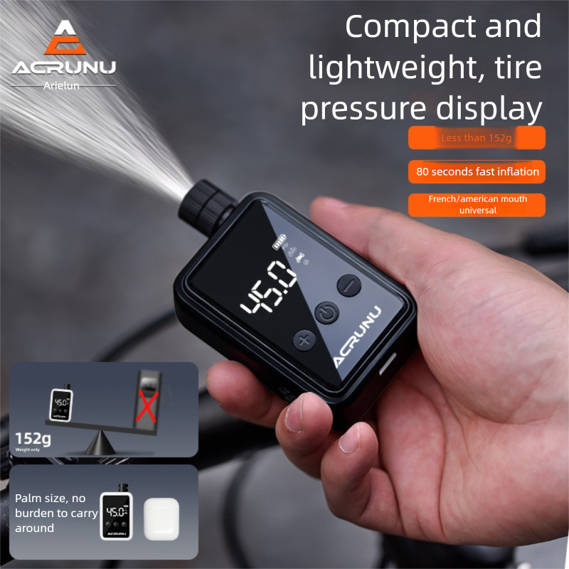 ACRUNU Smart High-Pressure Bike Pump, Portable Digital Tire Inflator For Mountain & Road Bikes, Cycling Essential_voghion.com