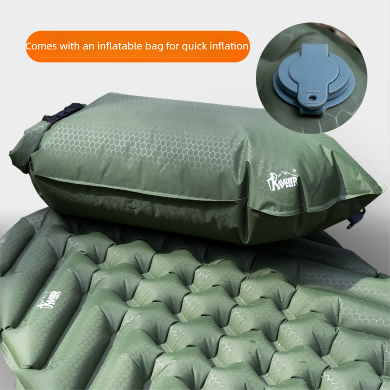 Opblaasbaar kampeermatje voor één persoon, draagbaar waterdicht luchtmatras met ingebouwde opblaaszak voor buitenactiviteiten zoals wandelen en kamperen in een tent._voghion.com