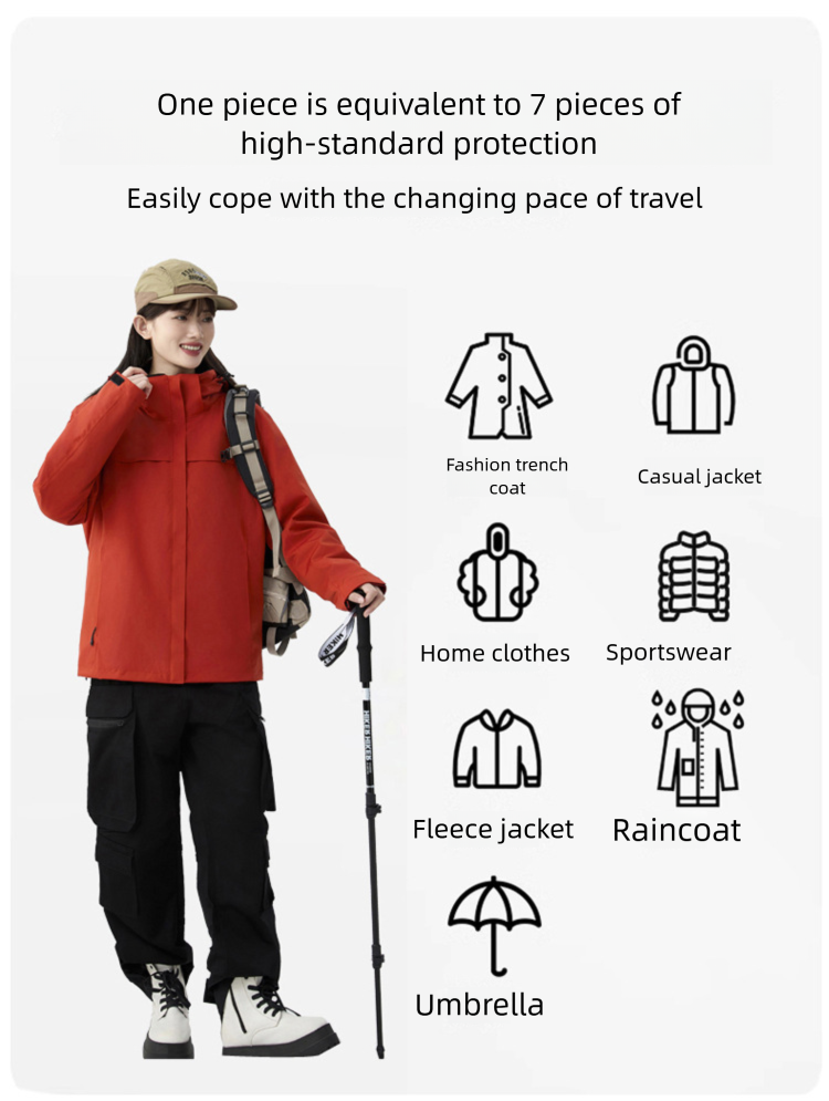 3-in-1 Outdoor Jacket For Hiking And Skiing Waterproof Coat_voghion.com