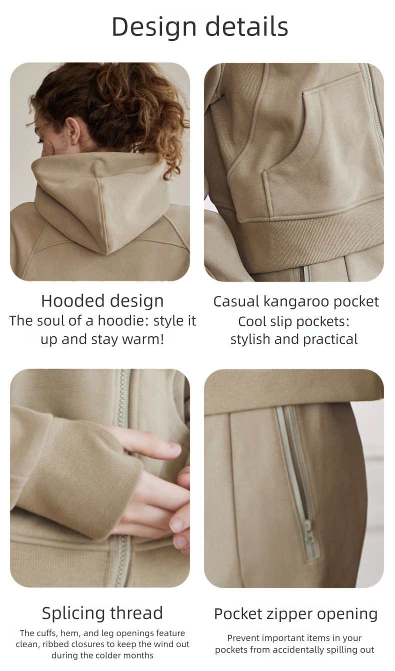 Conjunto de hoodie e calças jogger feminino para yoga e treino_voghion.com