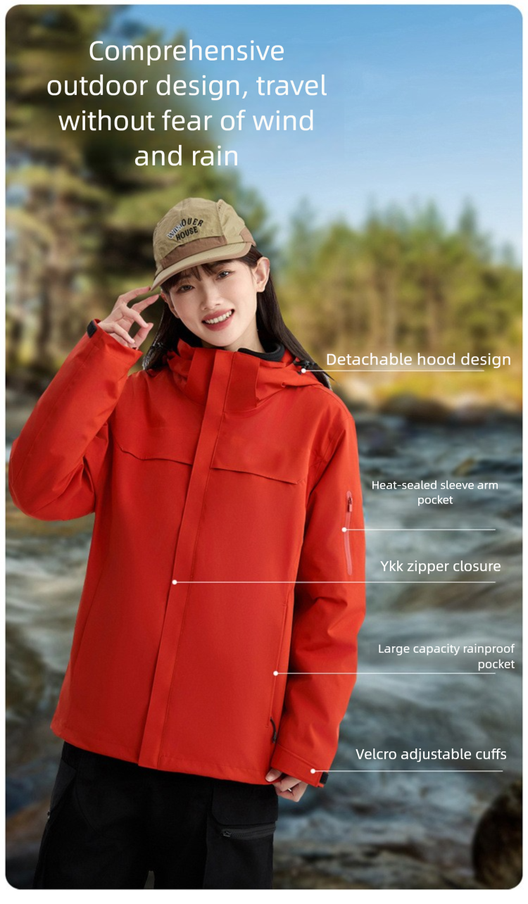 3-in-1 Outdoor Jacket For Hiking And Skiing Waterproof Coat_voghion.com