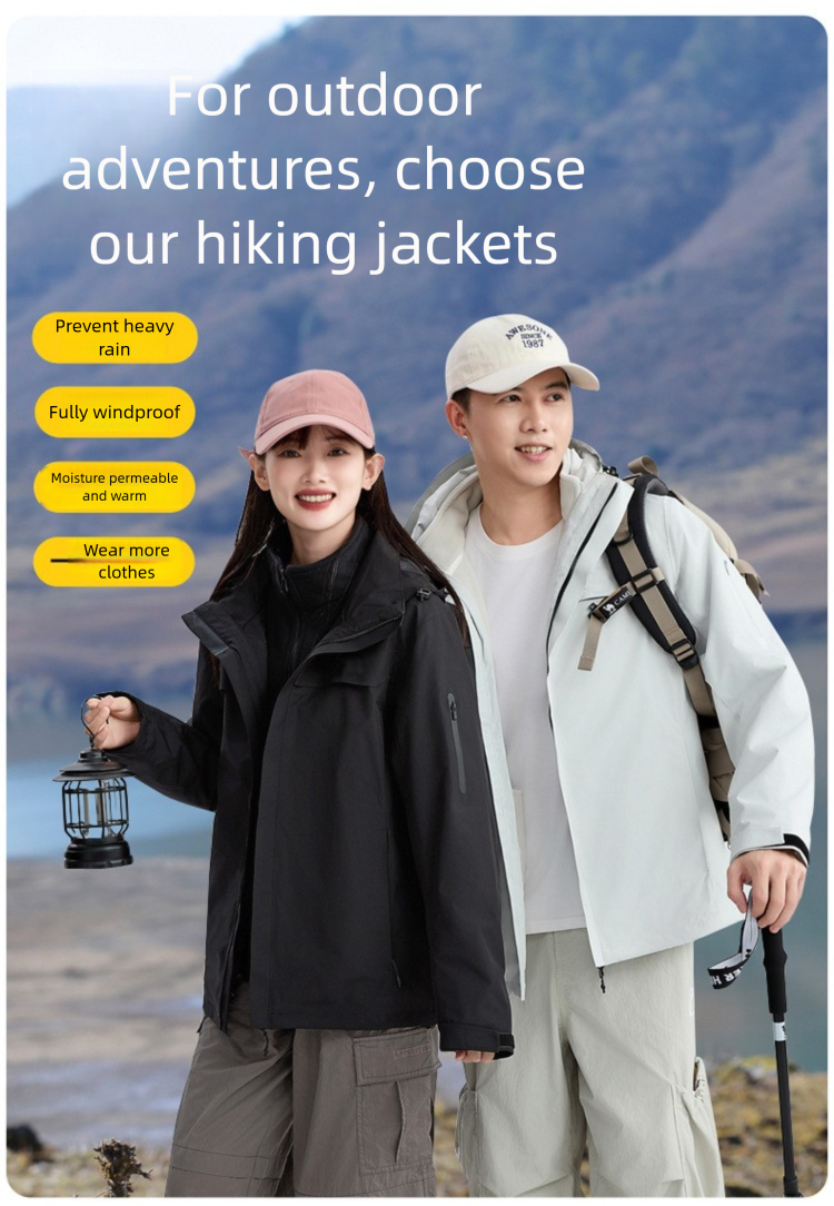 3-in-1 Outdoor Jacket For Hiking And Skiing Waterproof Coat_voghion.com