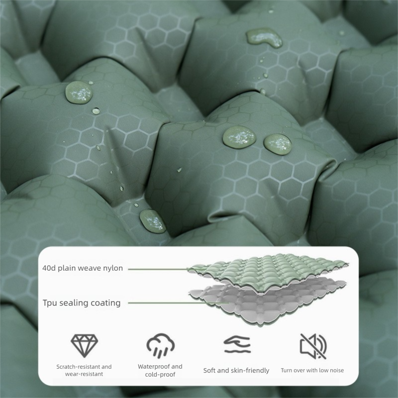 Opblaasbaar kampeermatje voor één persoon, draagbaar waterdicht luchtmatras met ingebouwde opblaaszak voor buitenactiviteiten zoals wandelen en kamperen in een tent._voghion.com