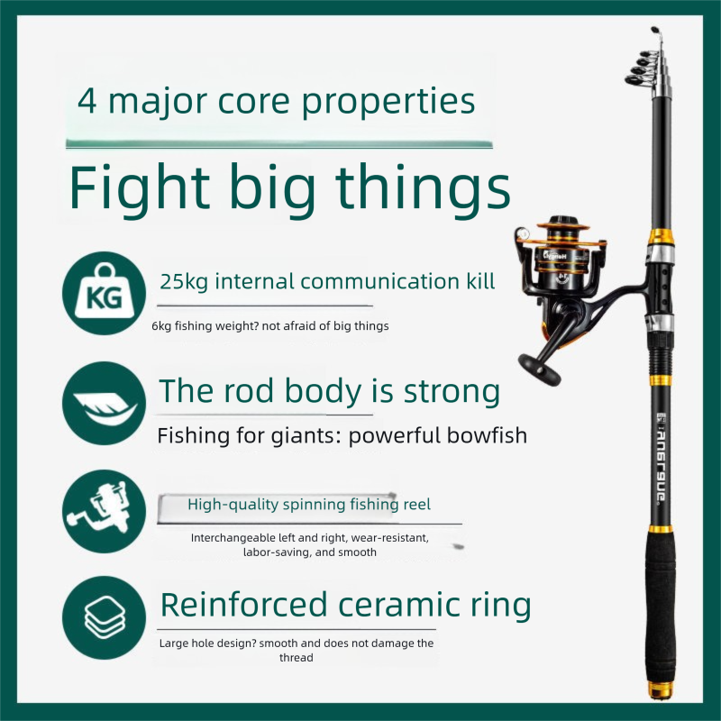 Complete set zeevishengel, telescopische hengel voor lange worpen, inclusief molen en accessoires._voghion.com