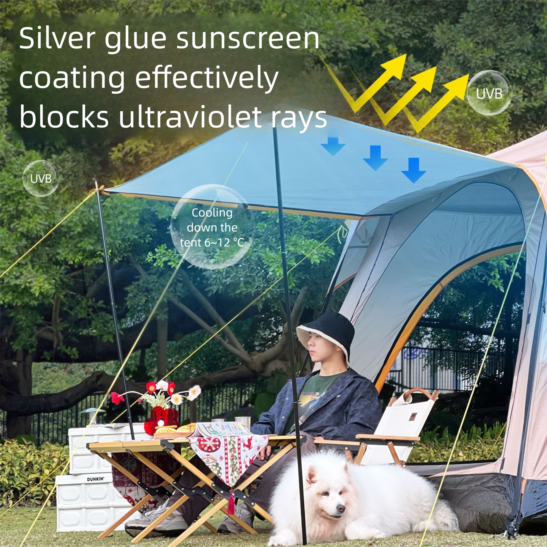 2-Room 1-Living Room Large Camping Tent For Multiple People, Thickened Windproof Rainproof Waterproof Foldable Portable Tent For Outdoor Camping_voghion.com