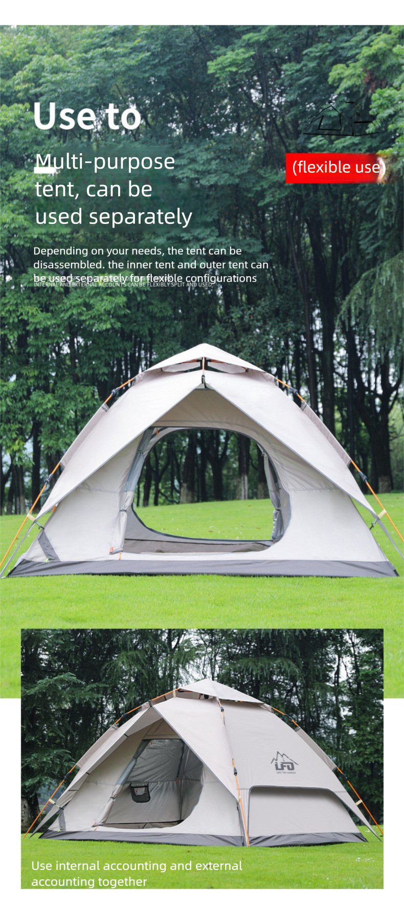 Automatic Pop-up Camping Tent Waterproof Uv-resistant Two Layer_voghion.com