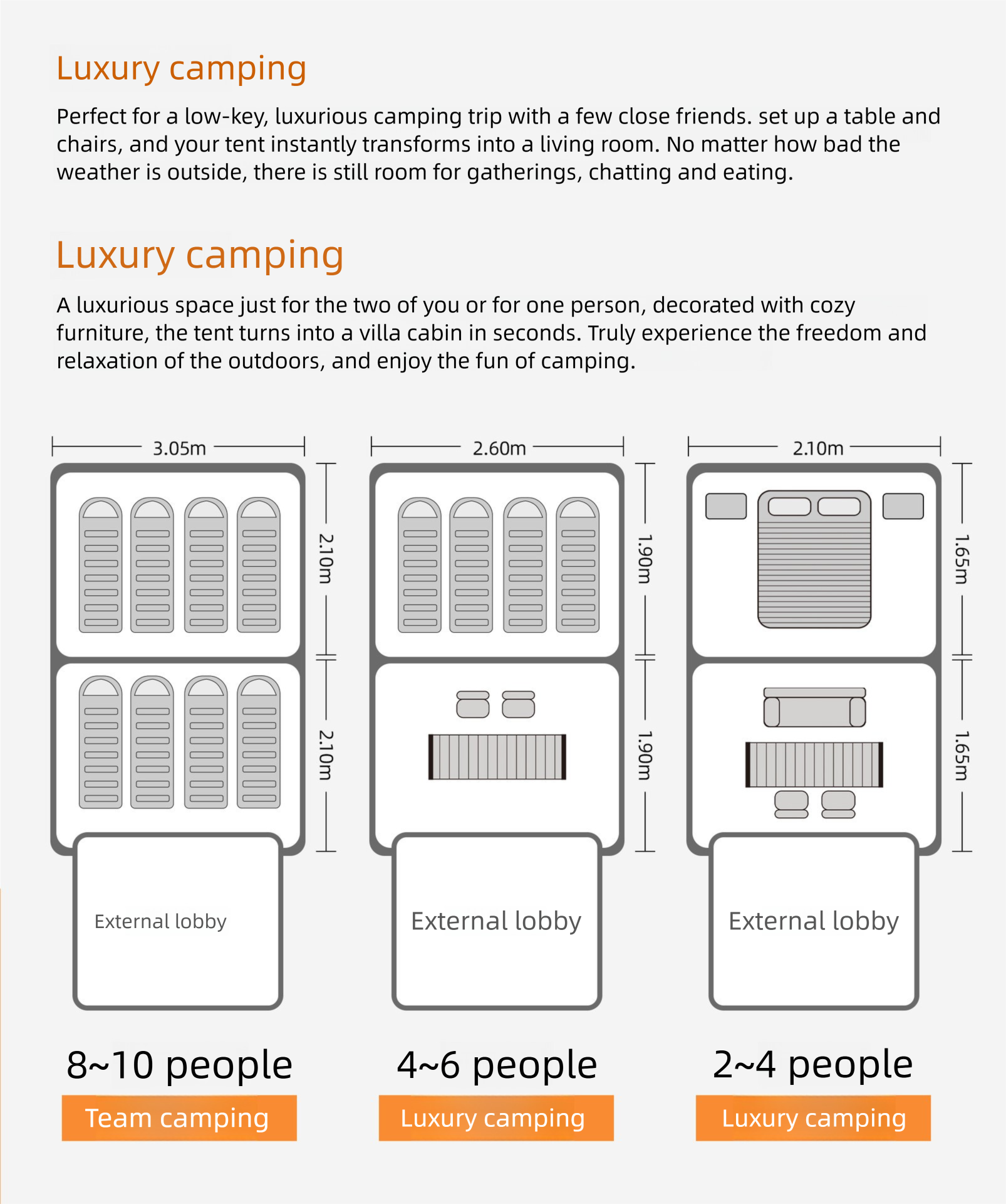 Cort de camping mare pentru mai multe persoane pliabil și impermeabil_voghion.com