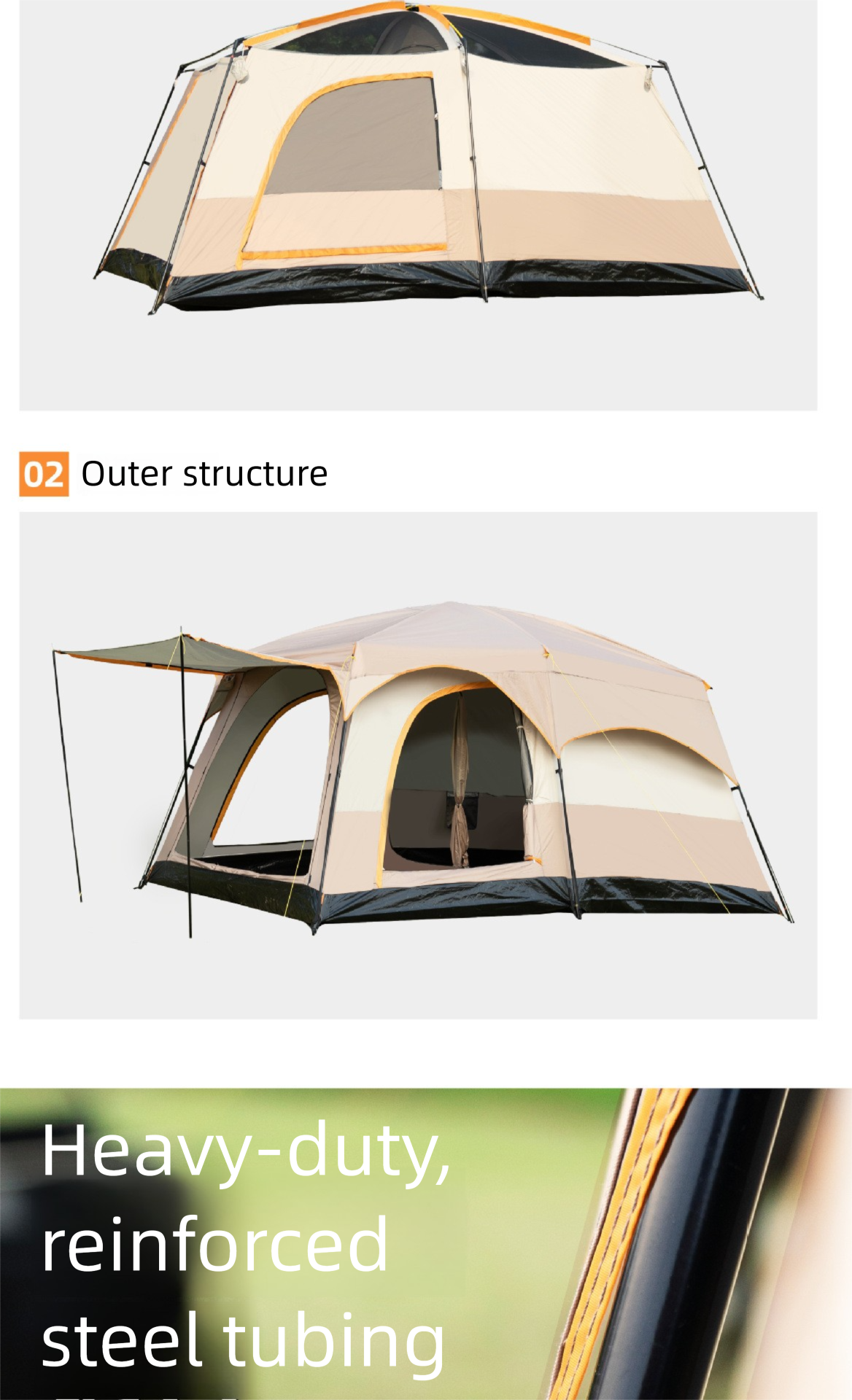 Cort de camping mare pentru mai multe persoane pliabil și impermeabil_voghion.com