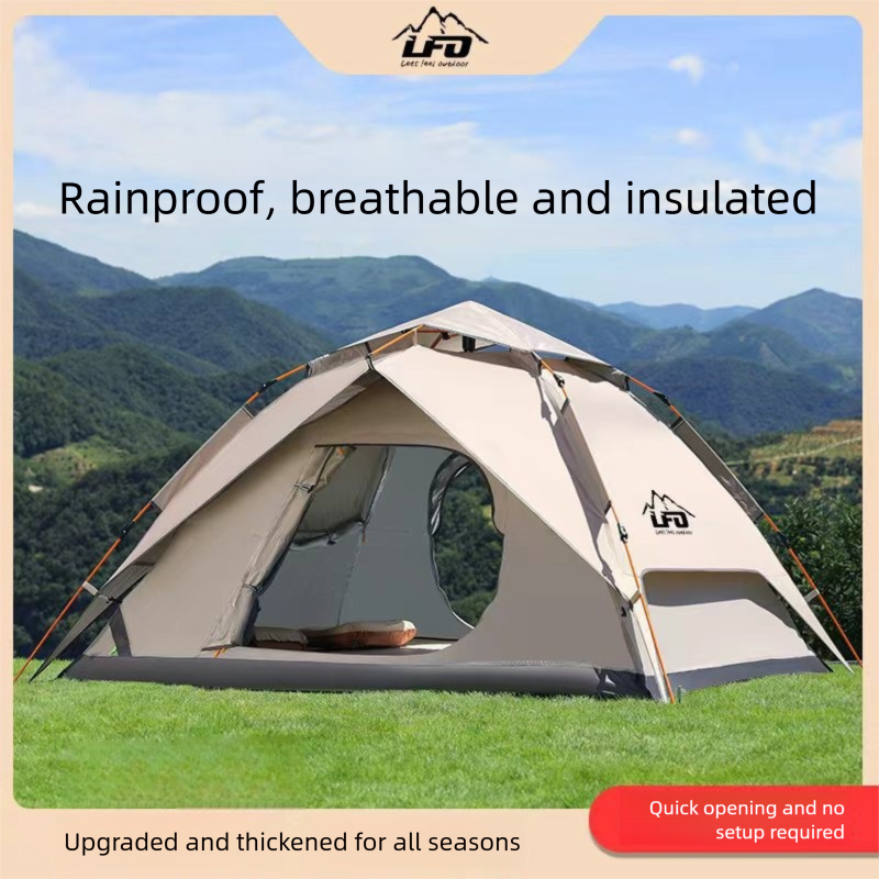 Automatic Pop-Up Camping Tent, Waterproof UV-Resistant Double-Layer Black Glue Tent With Portable Folding Design_voghion.com