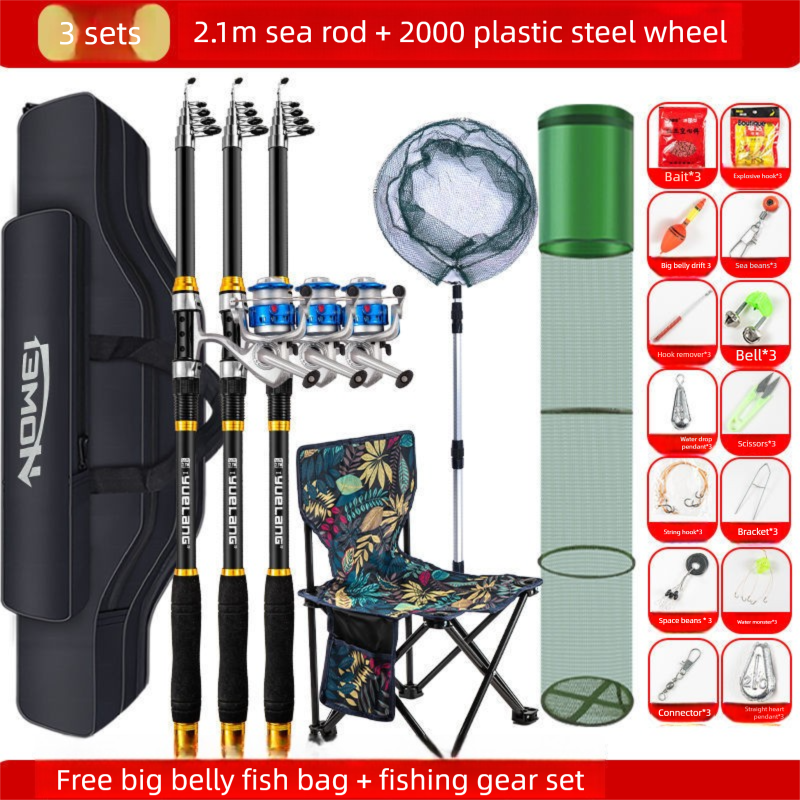 Complete set zeevishengel, telescopische hengel voor lange worpen, inclusief molen en accessoires._voghion.com