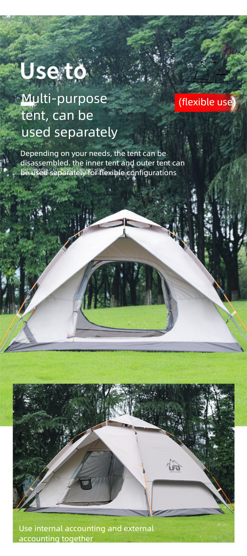 Automatic Pop-up Camping Tent Waterproof Uv-resistant Two Layer_voghion.com
