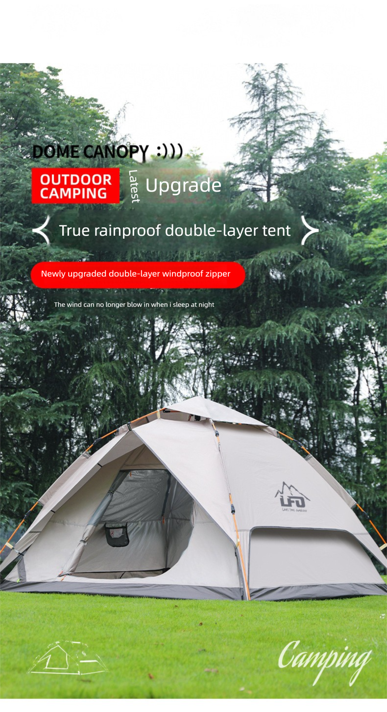 Automatic Pop-up Camping Tent Waterproof Uv-resistant Two Layer_voghion.com