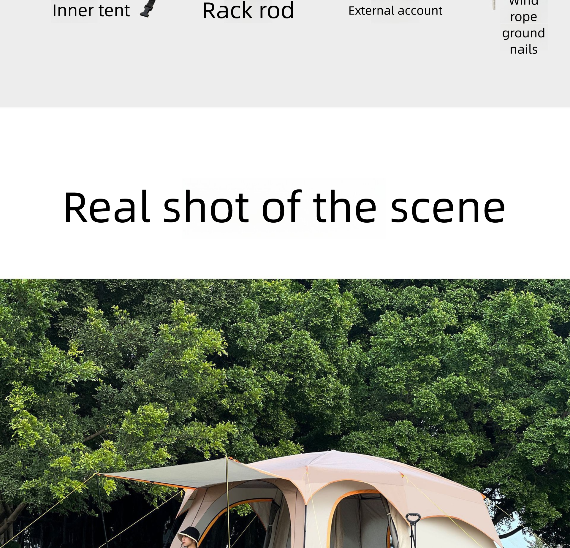 Cort de camping mare pentru mai multe persoane pliabil și impermeabil_voghion.com