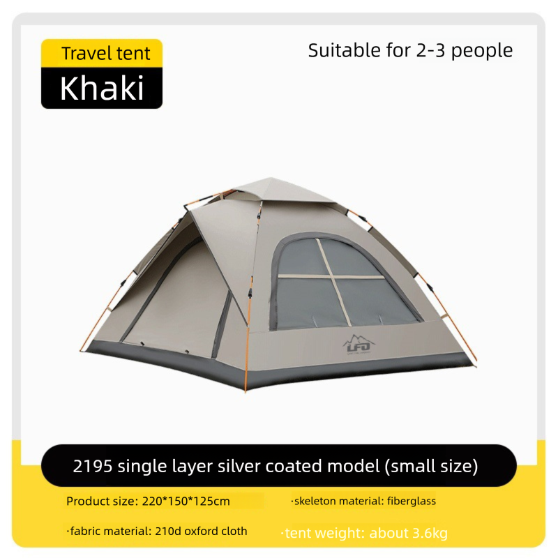 Automatic Pop-Up Camping Tent, Waterproof UV-Resistant Double-Layer Black Glue Tent With Portable Folding Design_voghion.com