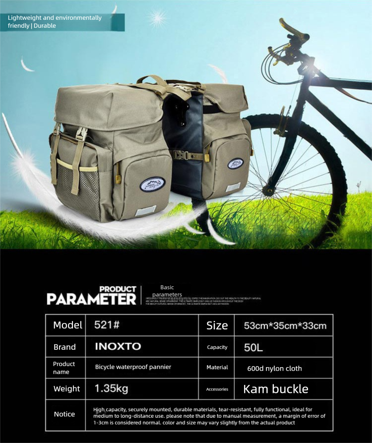 Large Capacity Waterproof Bike Rear Rack Pannier For Mountain Bikes, Long-Distance Cycling Rainproof Gear Bag_voghion.com