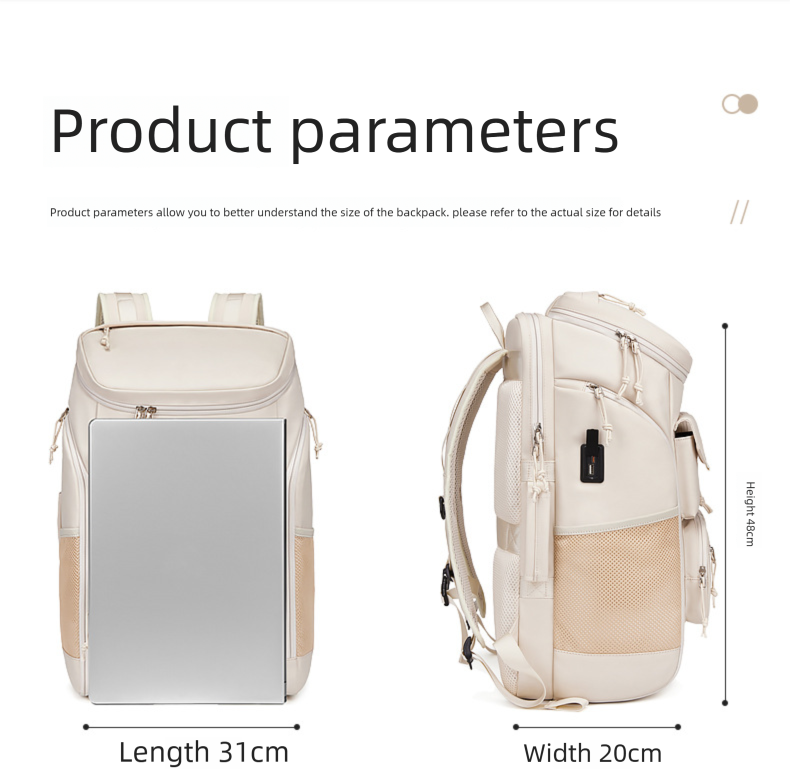 Men's Large Capacity Casual Backpack For Business Trip Travel Cycling Hiking Water-Repellent Outdoor Sports Daypack_voghion.com