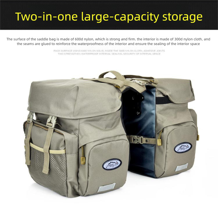 Large Capacity Waterproof Bike Rear Rack Pannier For Mountain Bikes, Long-Distance Cycling Rainproof Gear Bag_voghion.com