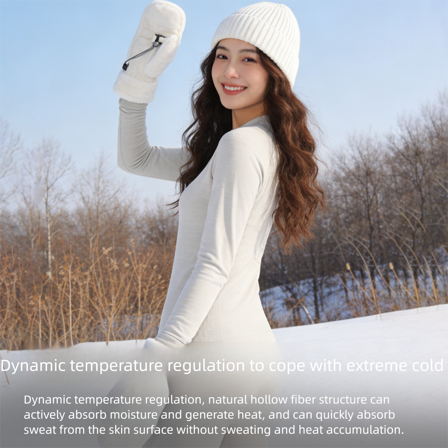 Set intimo termico sci in lana merino da donna manica lunga_voghion.com