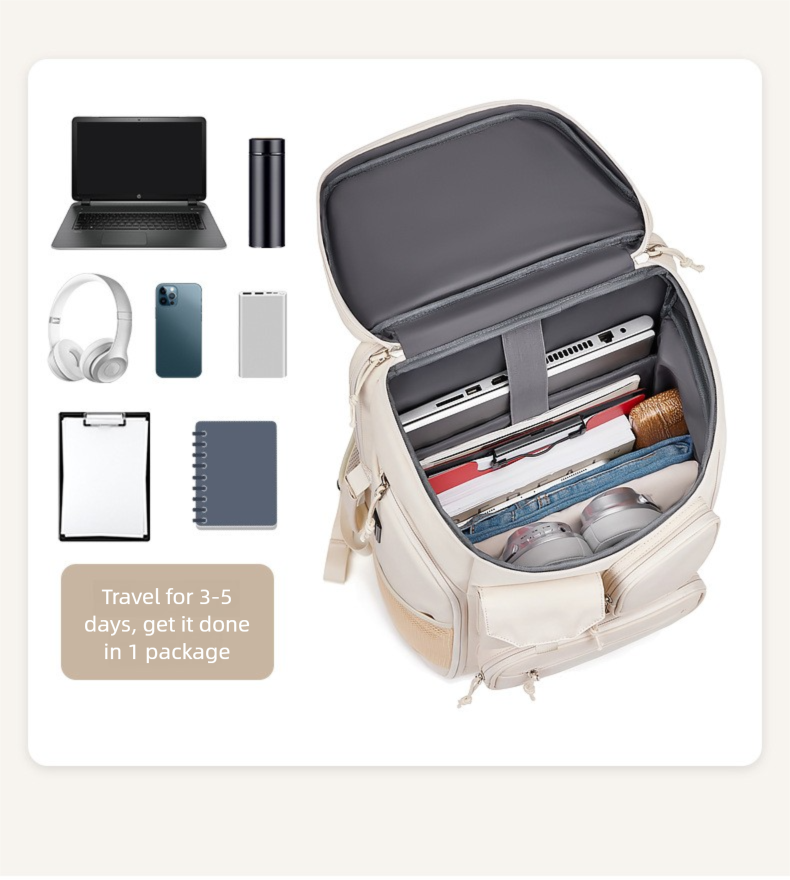 Men's Large Capacity Casual Backpack For Business Trip Travel Cycling Hiking Water-Repellent Outdoor Sports Daypack_voghion.com