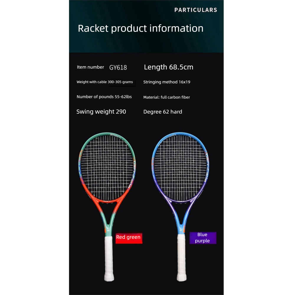 Tennisracket van volledig koolstofvezel, professioneel wedstrijdracket met hoge elasticiteit voor volwassenen (mannen en vrouwen), enkelvoudig trainingsracket

_voghion.com