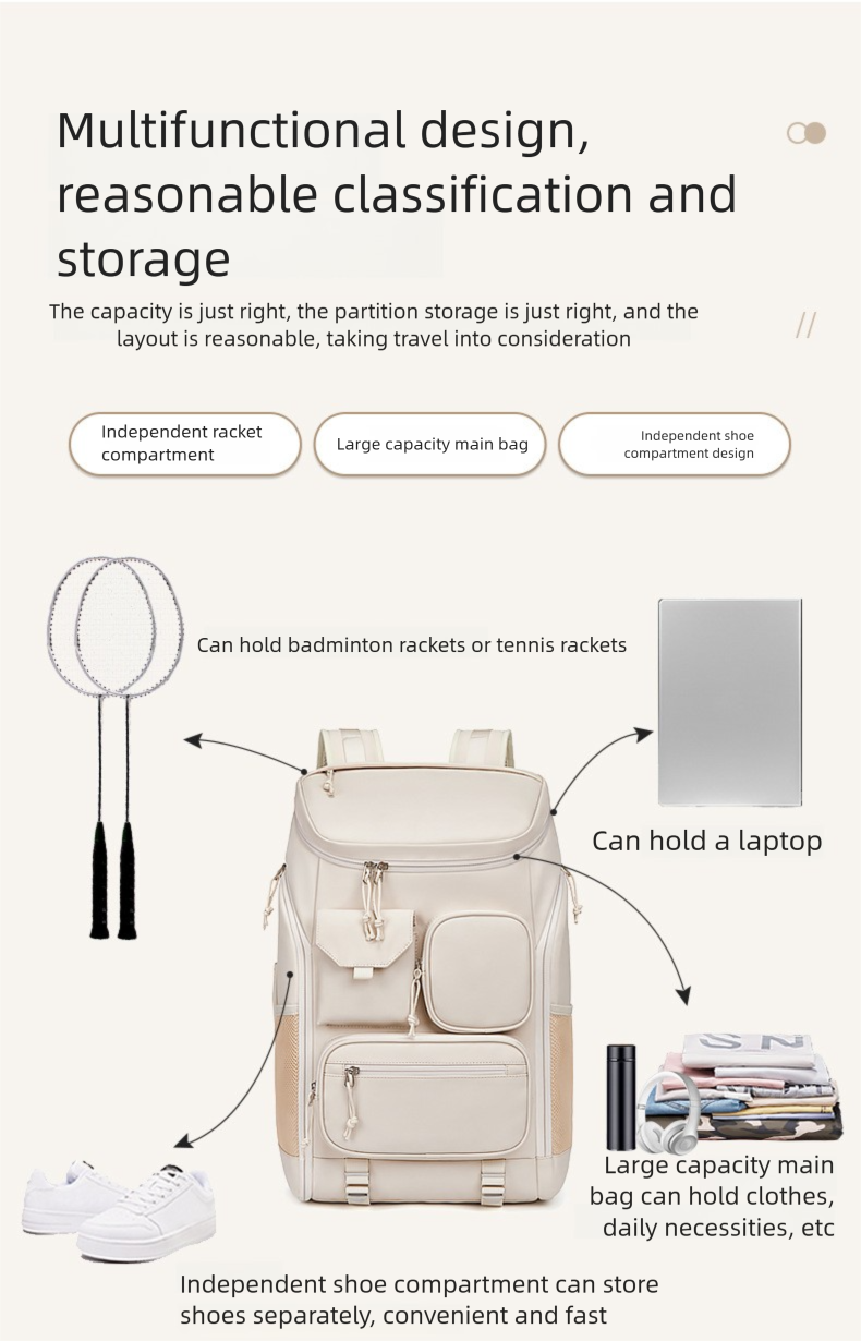 Men's Large Capacity Casual Backpack For Business Trip Travel Cycling Hiking Water-Repellent Outdoor Sports Daypack_voghion.com