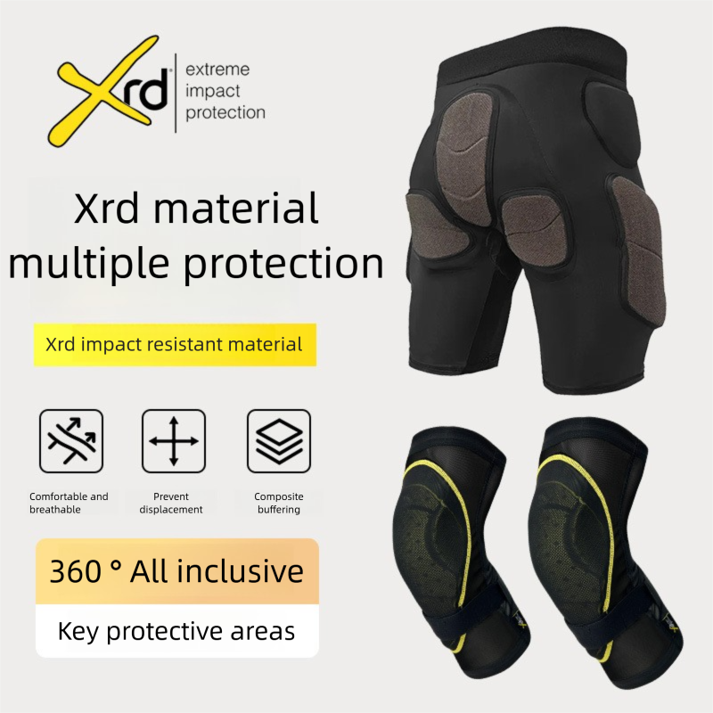 Set di protezioni per lo sci, sottotuta XRD e pantaloncini imbottiti resistenti agli urti per lo snowboard in Kevlar, gomitiere e ginocchiere_voghion.com