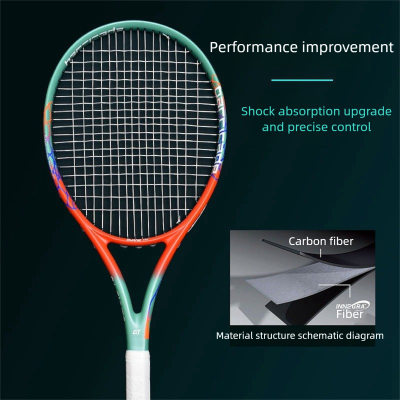 Full Carbon Fiber Tennis Racket, High Elasticity Professional Adult Match Racket For Men & Women, Single Training Racket
_voghion.com