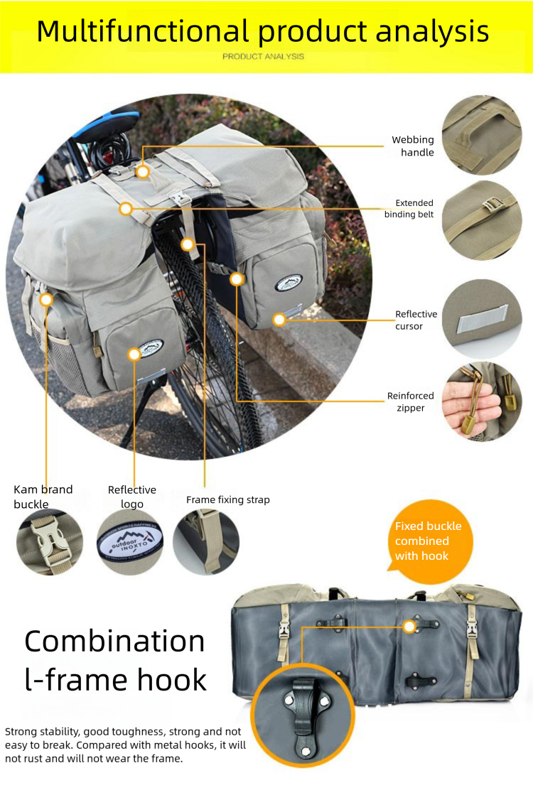 Large Capacity Waterproof Bike Rear Rack Pannier For Mountain Bikes, Long-Distance Cycling Rainproof Gear Bag_voghion.com