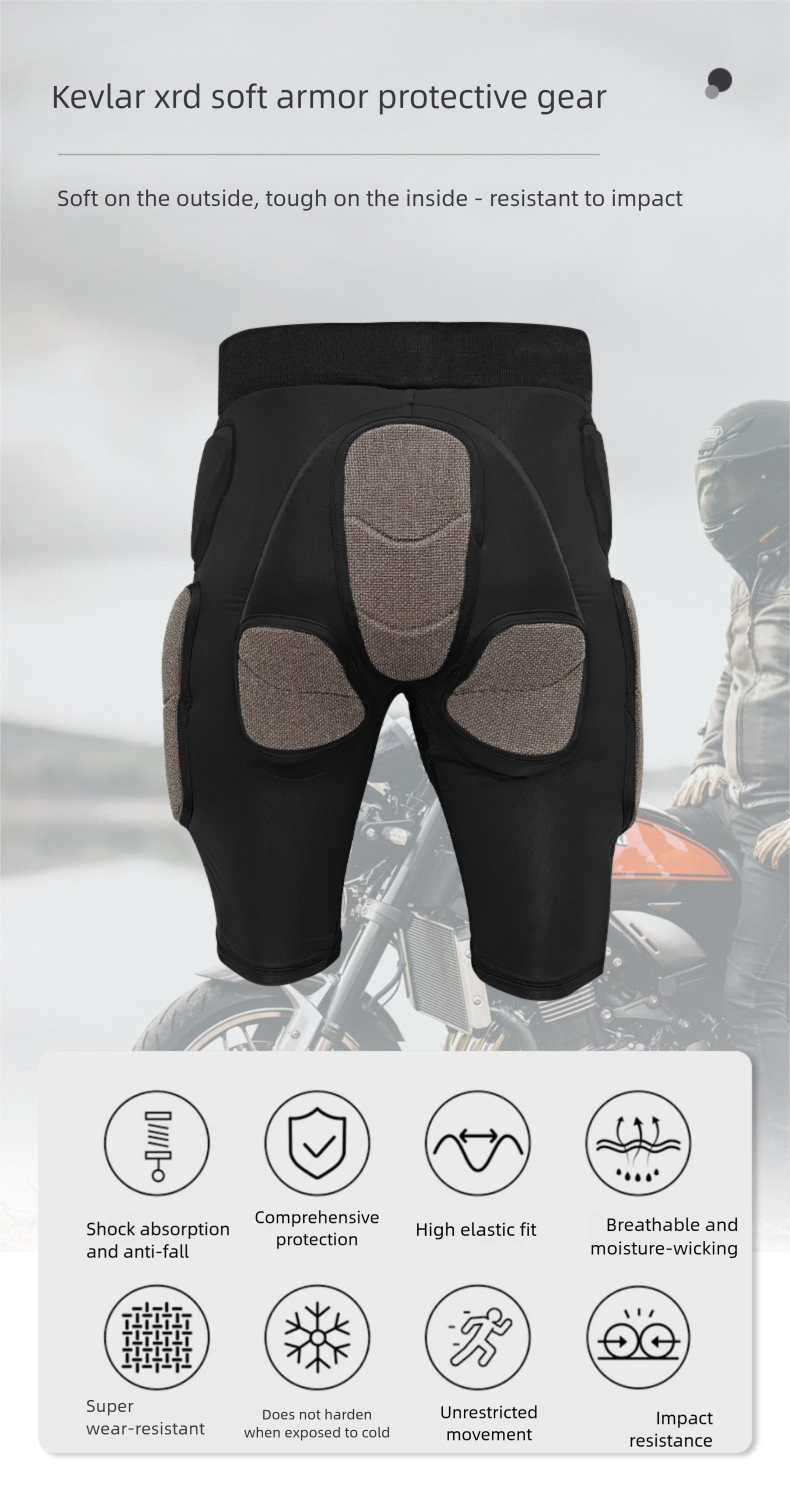 Set di protezioni per lo sci, sottotuta XRD e pantaloncini imbottiti resistenti agli urti per lo snowboard in Kevlar, gomitiere e ginocchiere_voghion.com