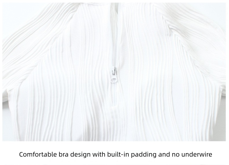 International Sexy White One-Piece Triangle Swimsuit For Women, Korean Style Long Sleeve UV Protection Surfing Bathing Suit Slim Fit Swimwear_voghion.com