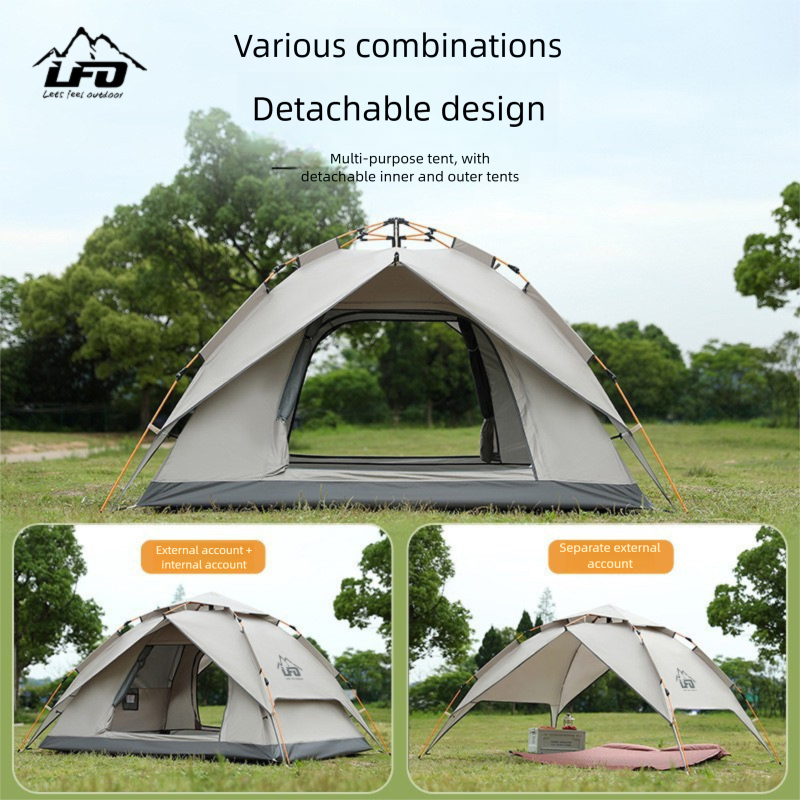 Doppelwandiges Outdoor-Campingzelt, automatisches Pop-up-Zelt für Wandern und Picknicks, wasserdicht und UV-beständig_voghion.com