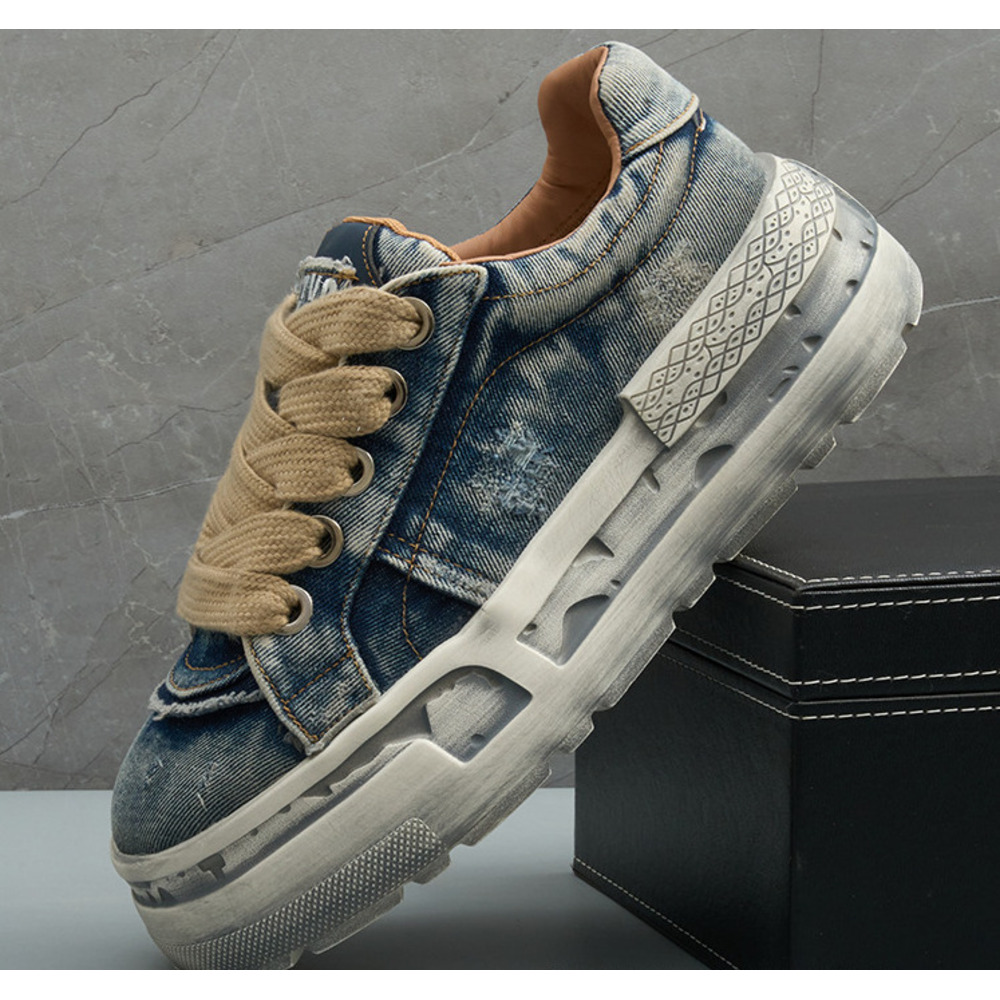 Men's 2025 Spring/Summer New Fashionable, Comfortable, Trendy, Casual, Water Washed Denim Versatile Sports Board Shoes_voghion.com
