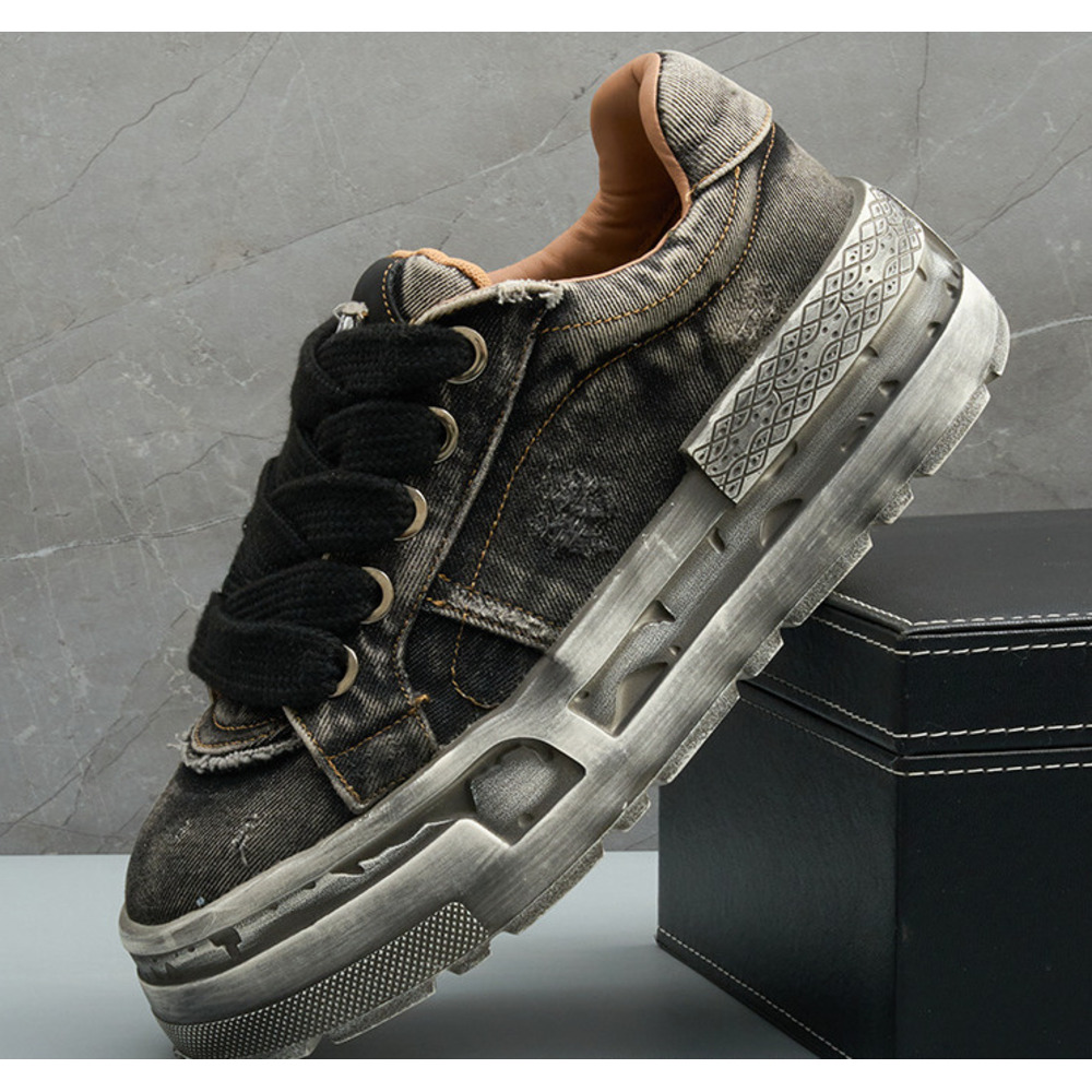 Men's 2025 Spring/Summer New Fashionable, Comfortable, Trendy, Casual, Water Washed Denim Versatile Sports Board Shoes_voghion.com
