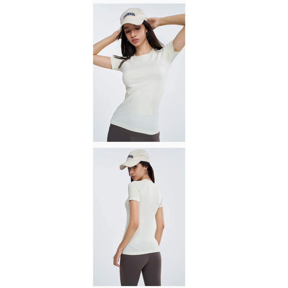Seamless Bare- Sensation Short- Sleeve Yoga Sports Tee For Women: Breathable & Quick-Dry (Ideal For Outdoor & Tennis)_voghion.com