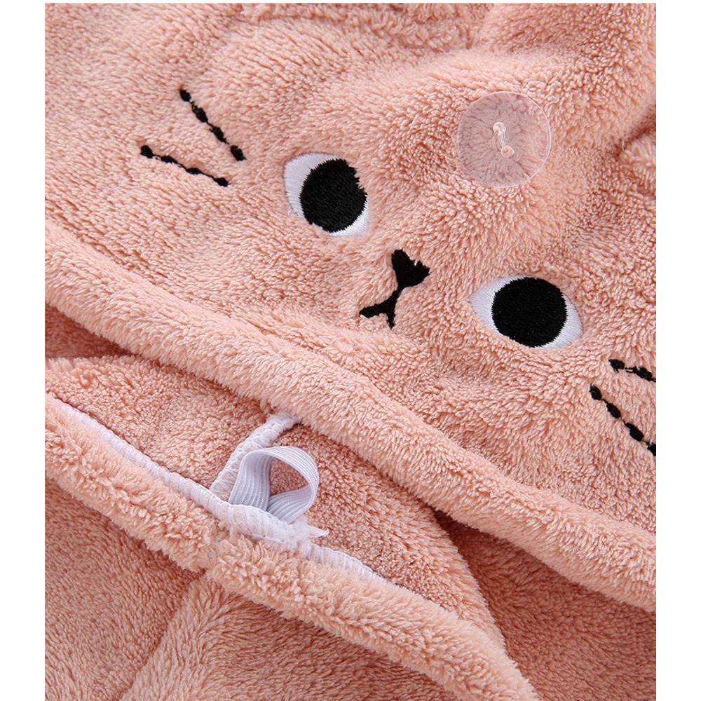 Nouveau bonnet de séchage pour cheveux mignon à motif chat, bandeau et bonnet de douche épais en polaire corail absorbante à séchage rapide_voghion.com