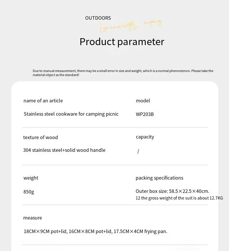 Buitenpan van roestvrij staal 304 voor 2-3 personen, hittebestendig en opvouwbaar, kampeerkookgereiset_voghion.com