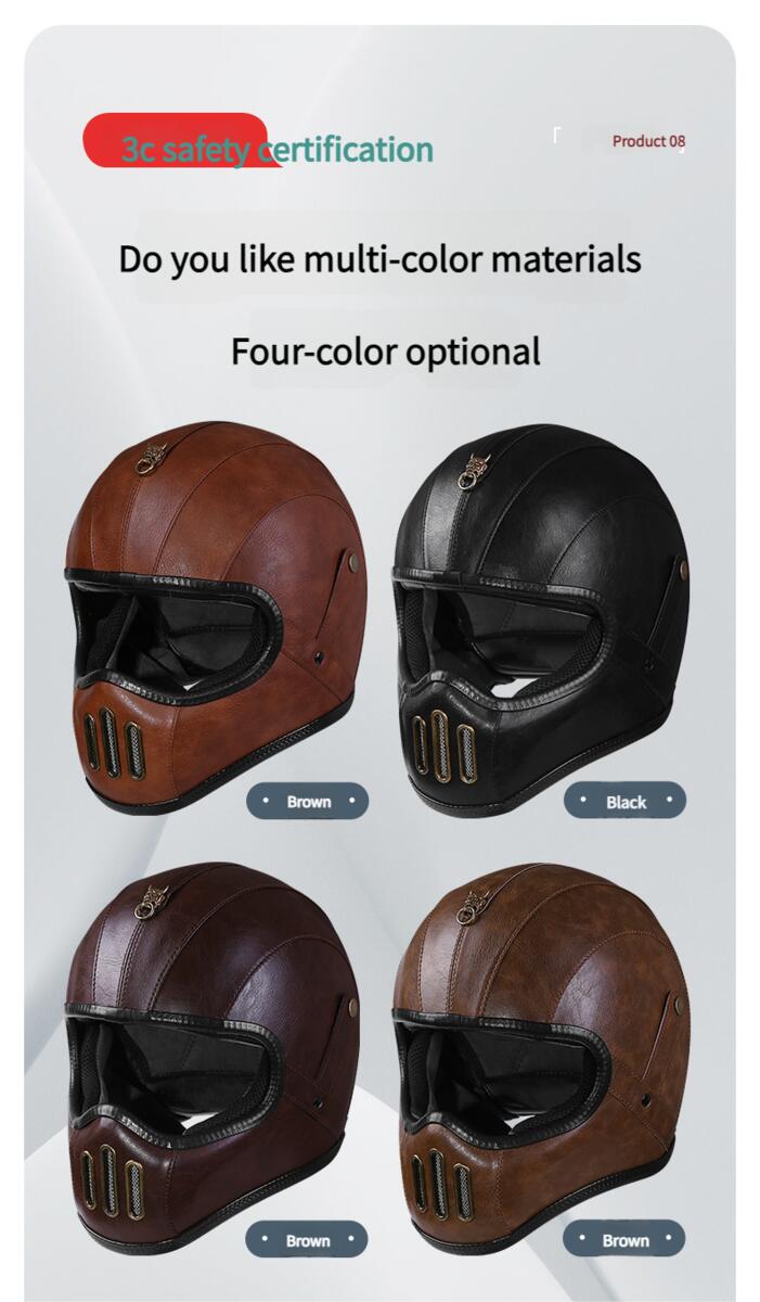 Casque de moto intégral en fibre de verre, petit format, en cuir, super fibre, unisexe, léger_voghion.com