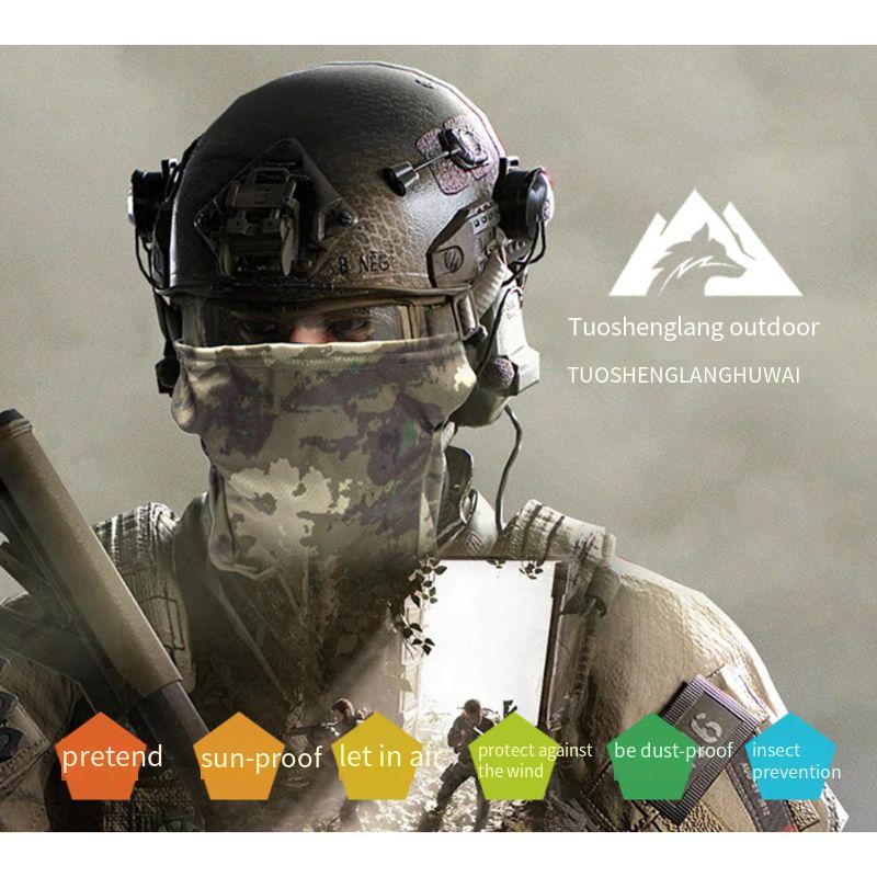 Letnia maska rowerowa na twarz, zewnętrzna, pyłoszczelna, z filtrem przeciwsłonecznym, kamuflażowa, taktyczna, z jednym otworem, na głowę, ocieplacz na szyję_voghion.com