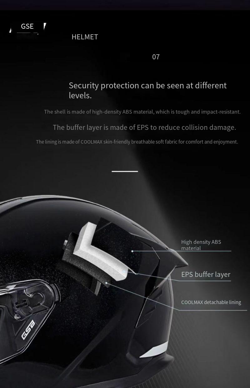 GSB361 Motorfiets Heren en Dames, Integraalhelm met Bluetooth, Geschikt voor Alle Seizoenen, 3C Gecertificeerde Helm_voghion.com