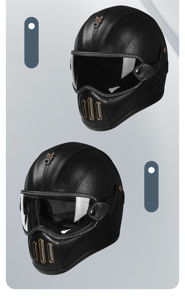 Casque de moto intégral en fibre de verre, petit format, en cuir, super fibre, unisexe, léger_voghion.com
