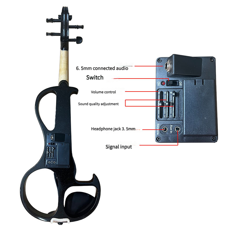 Black Electronic Beginner Performance Electric Violin Musical Instrument_voghion.com