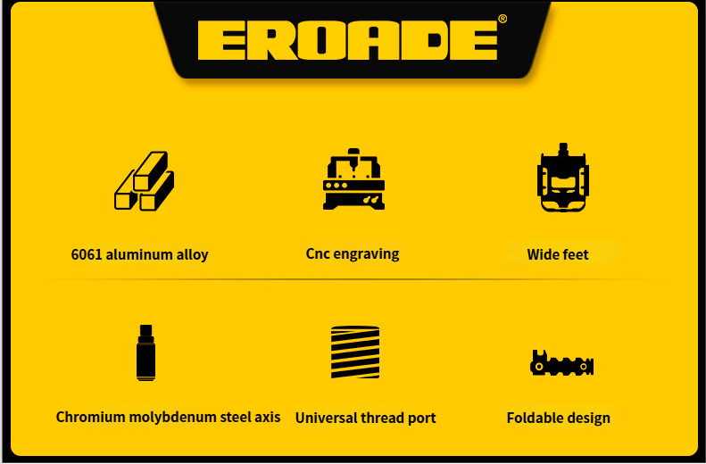 Deutsch EROADE Fahrrad Klapp Mountainbike Aluminium Legierung Anti-Rutsch-Pedale Universal Zubehör Für Rennräder_voghion.com